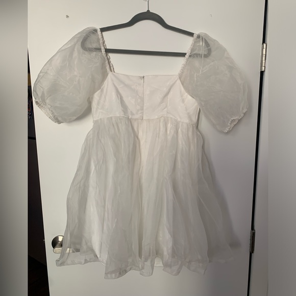 NWT TCEC White Puff Sleeve Babydoll Dress - Picture 3 of 5